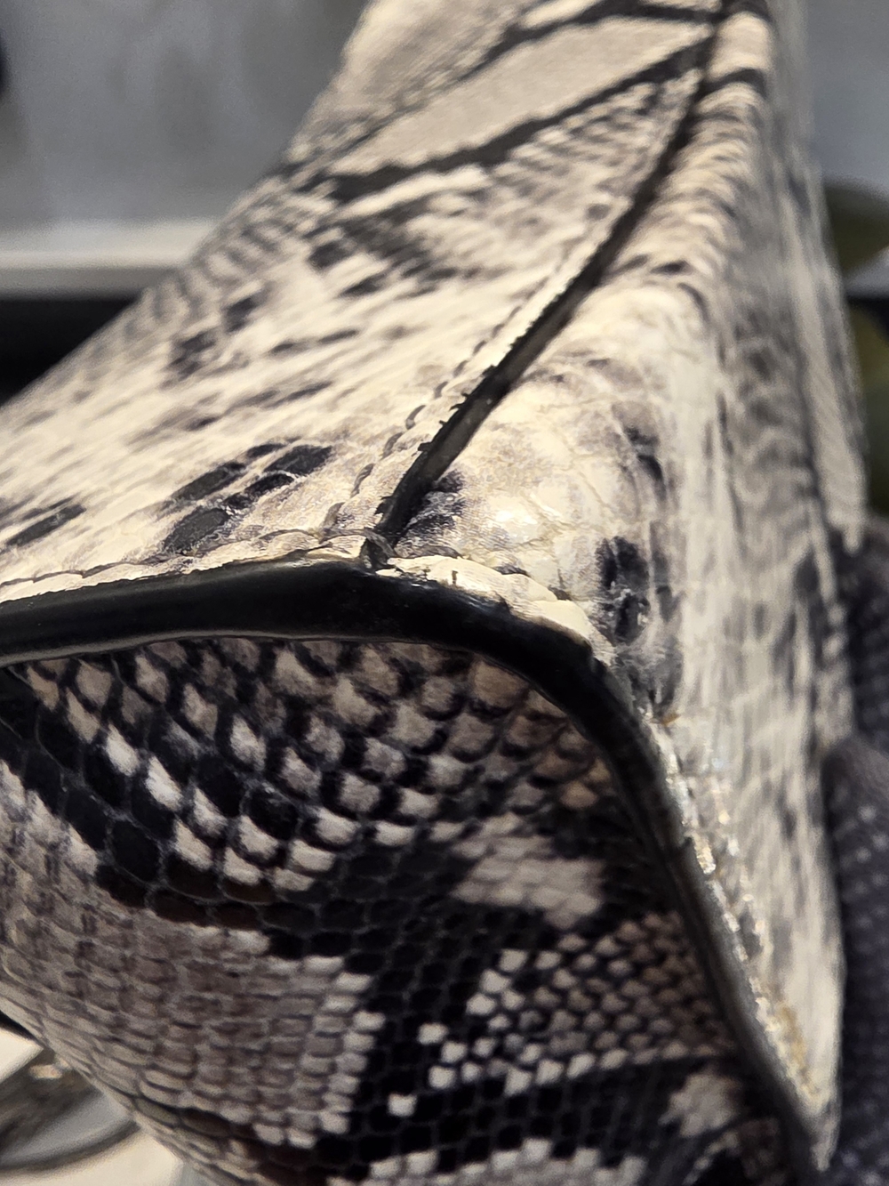 Balenciaga Black and Gray Python-Print Top Handle Satchel - Picture 16 of 17